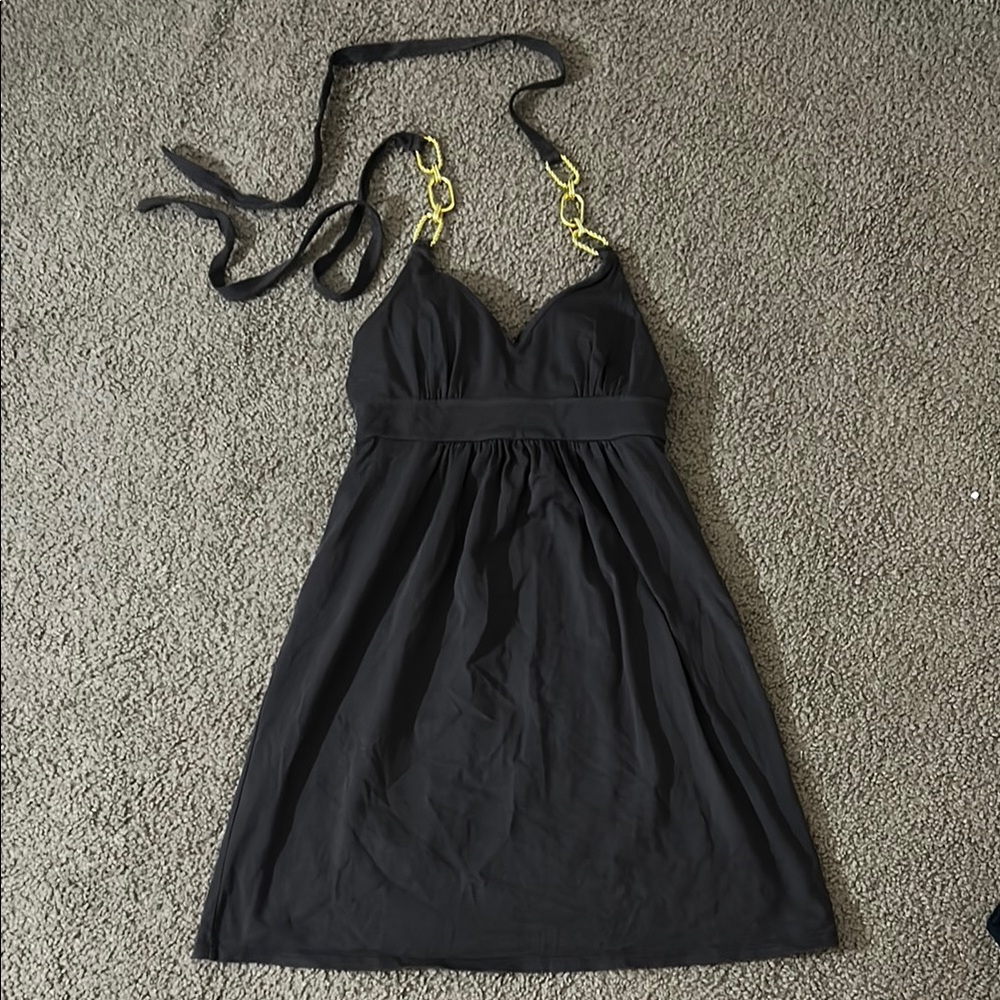 Elegant Black Dress with Gold Accents